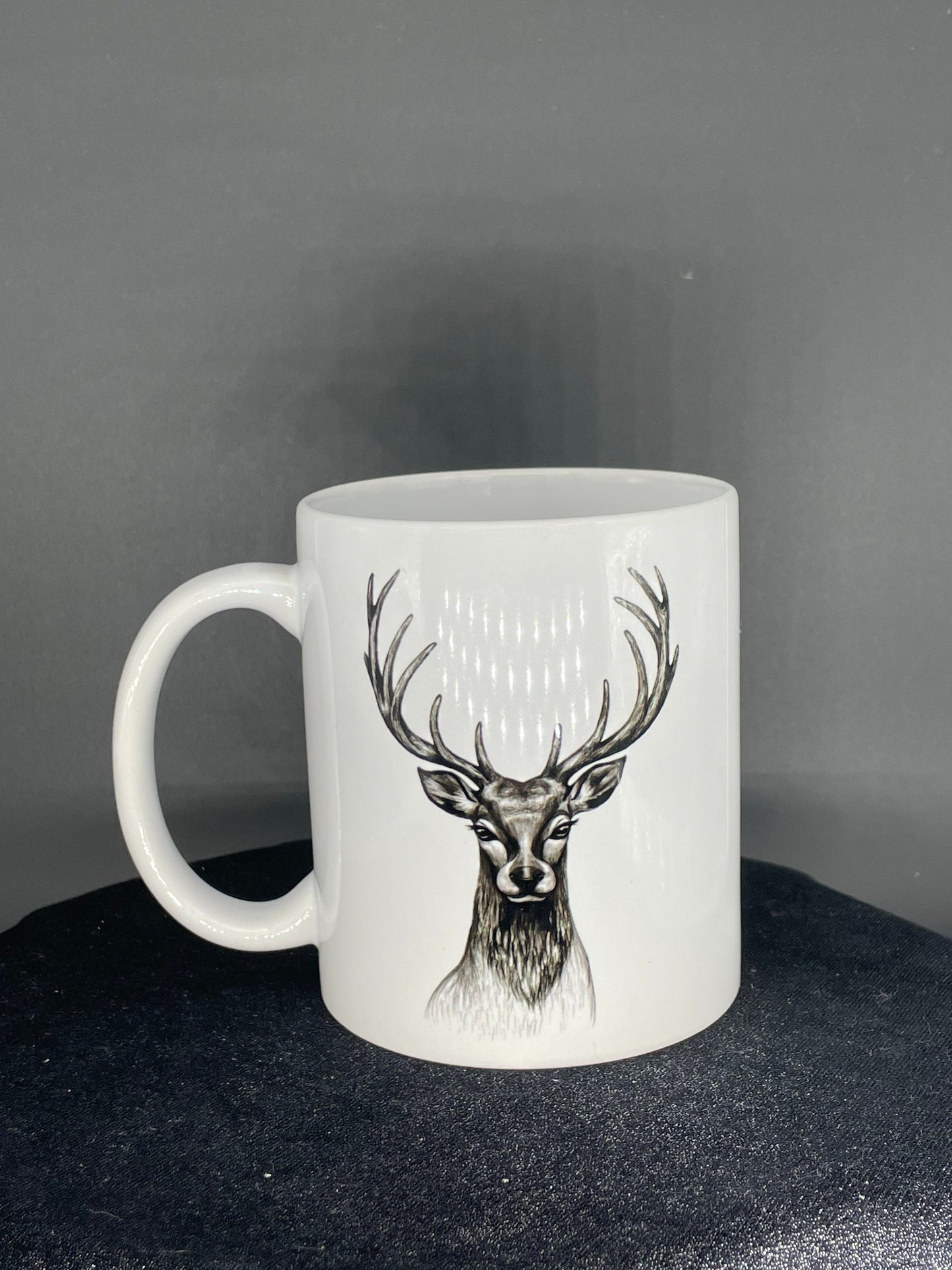 Hirsch Kaffeetasse Jagd Tasse Kopf mit Geweih - individuell mit Namen oder Botschaft personalisierbar