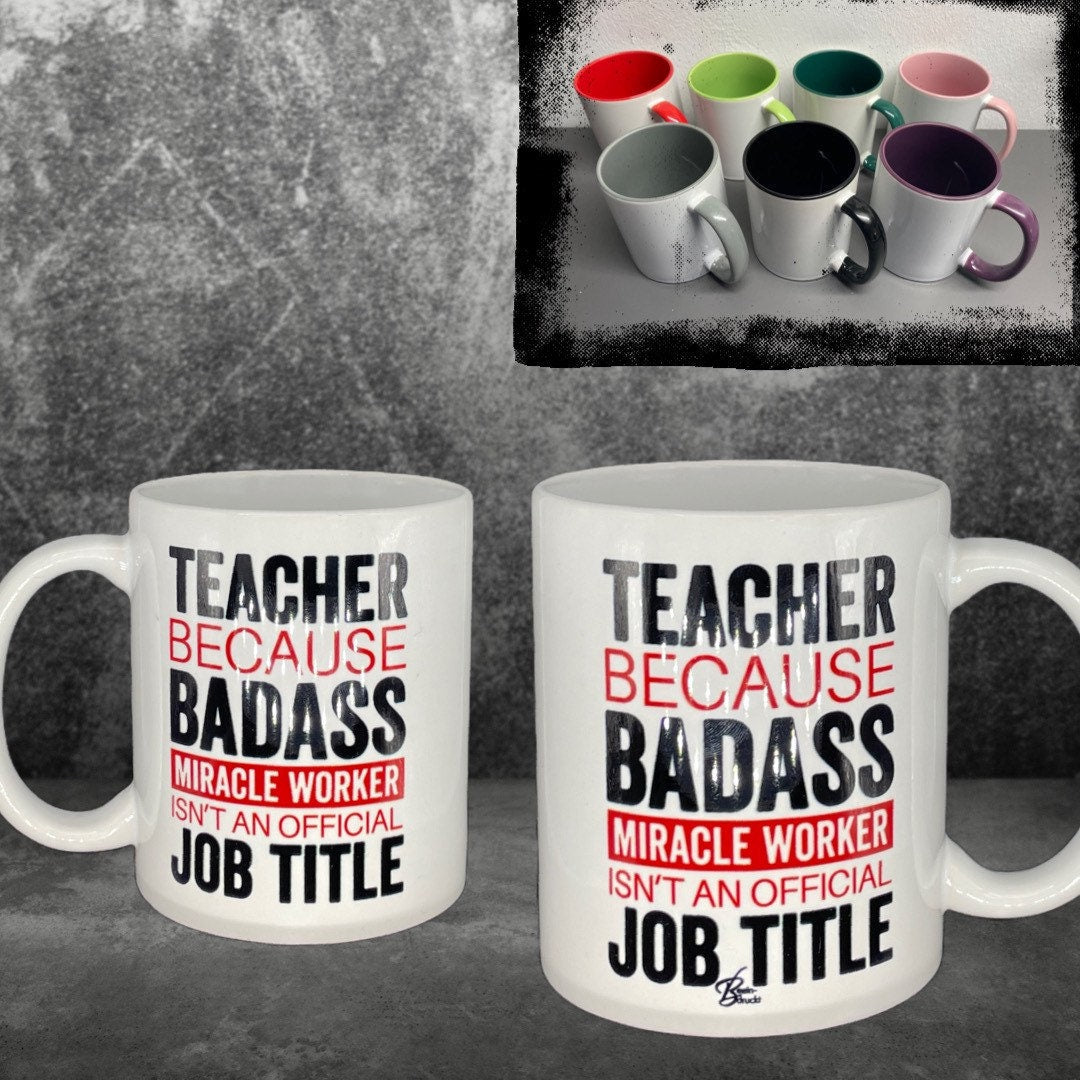 Lehrer Kaffeetasse Teacher Badass Miracle Worker rot - individualisierbar mit Namen oder Botschaft personalisiert in 7 Farben erhältlich
