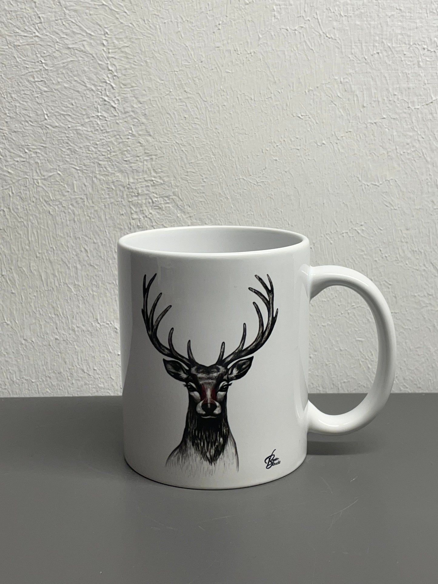 Hirsch Kaffeetasse Jagd Tasse Kopf mit Geweih - individuell mit Namen oder Botschaft personalisierbar
