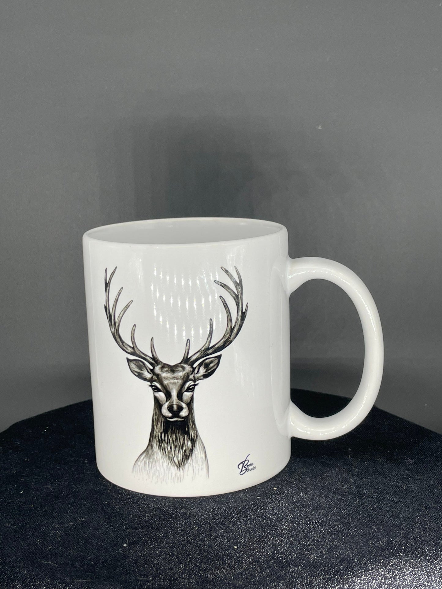 Hirsch Kaffeetasse Jagd Tasse Kopf mit Geweih - individuell mit Namen oder Botschaft personalisierbar