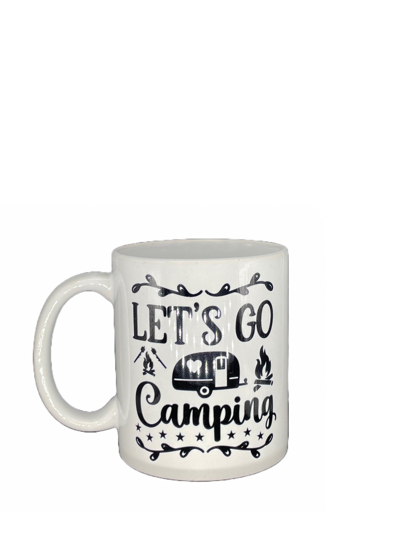 Camping Kaffeetasse Let’s Go Camping - individualisierbar mit Namen oder Botschaft personalisiert in 7 Farben erhältlich
