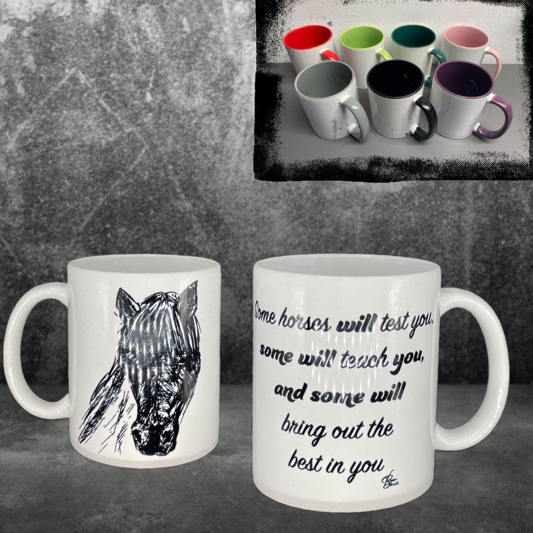 Pferde Kaffeetasse Horses bring out the best in you - individualisierbar mit Namen oder Botschaft personalisiert in 7 Farben erhältlich