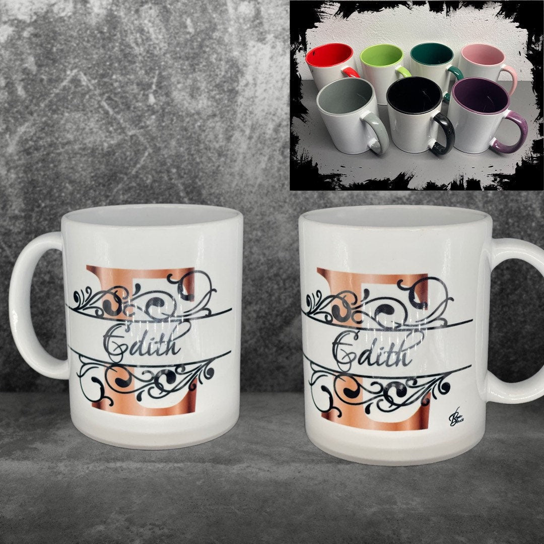 Buchstaben - Namens - Tasse Ornamente Roségold Kaffeetasse mit Namen personalisiert Rosen Individualisierbar personalisierbar