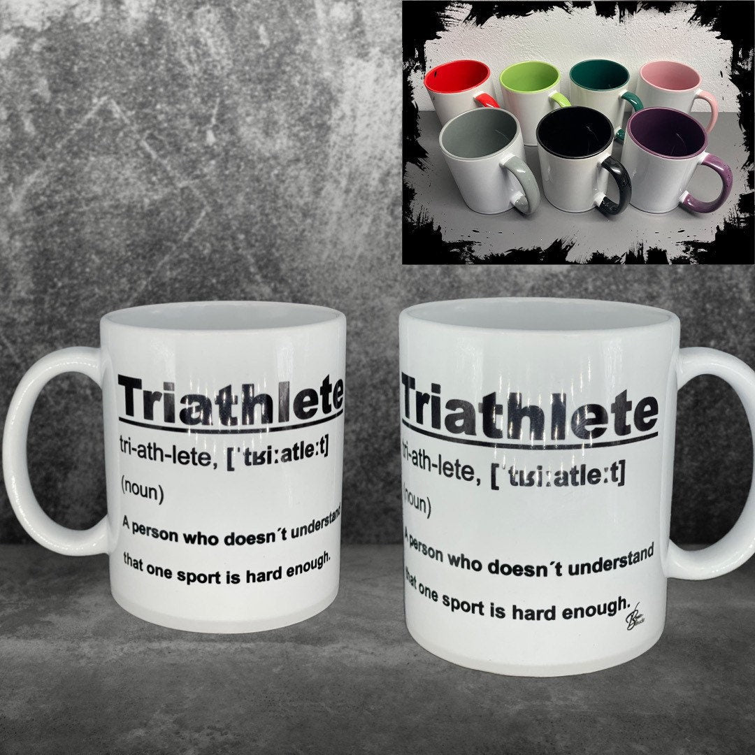 Triathlon Tasse Wortbeschreibung - Swim Bike Run - individualisierbar mit Namen oder Botschaft personalisiert