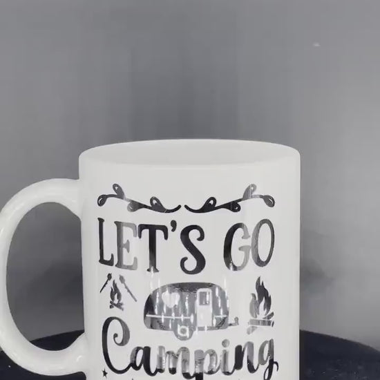 Camping coffee cup Let's Go Camping - customizable with name or message personalized available in 7 colors