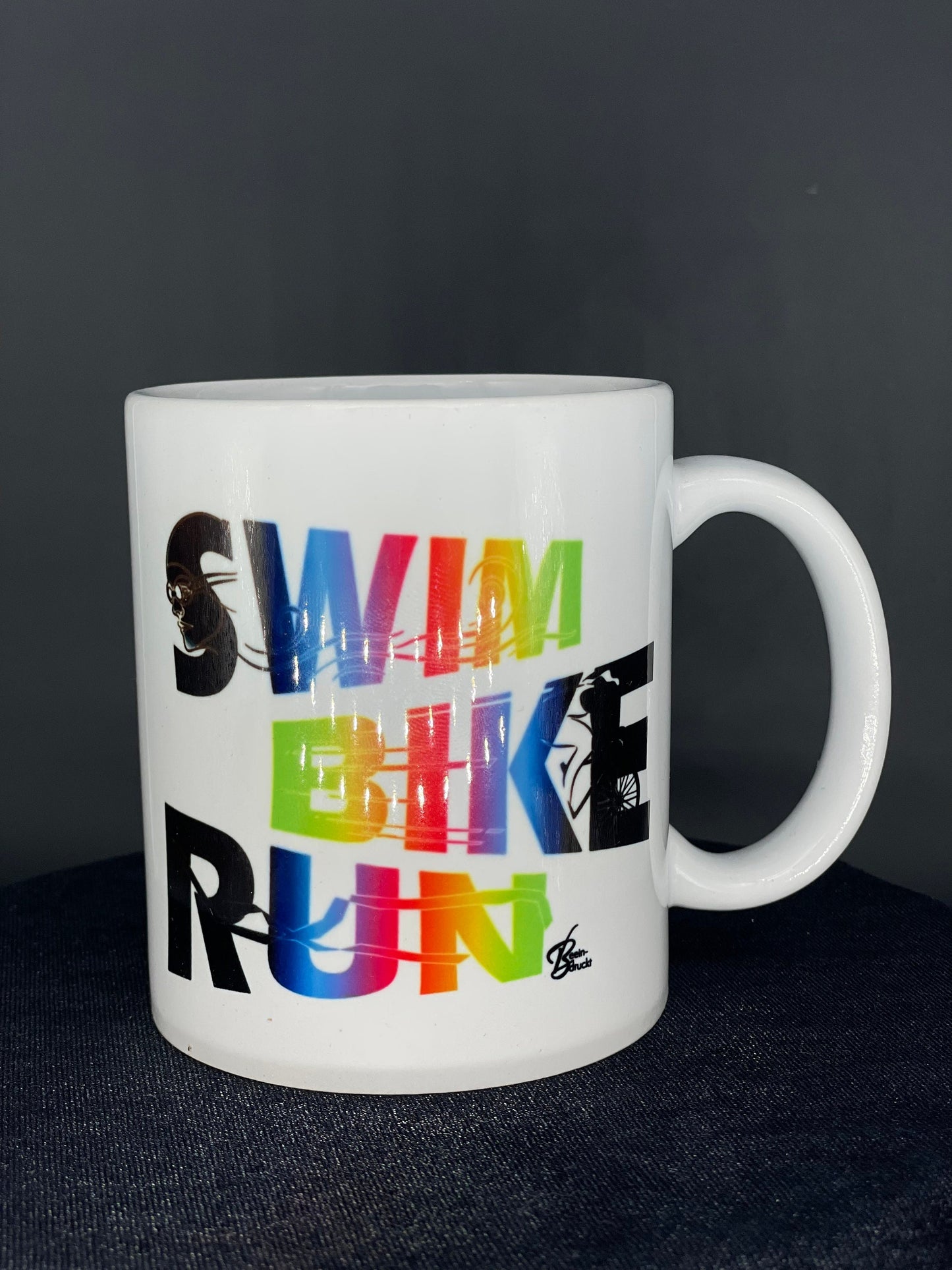 Triathlon Tasse Colours - Swim Bike Run - individualisierbar mit Namen oder Botschaft personalisiert