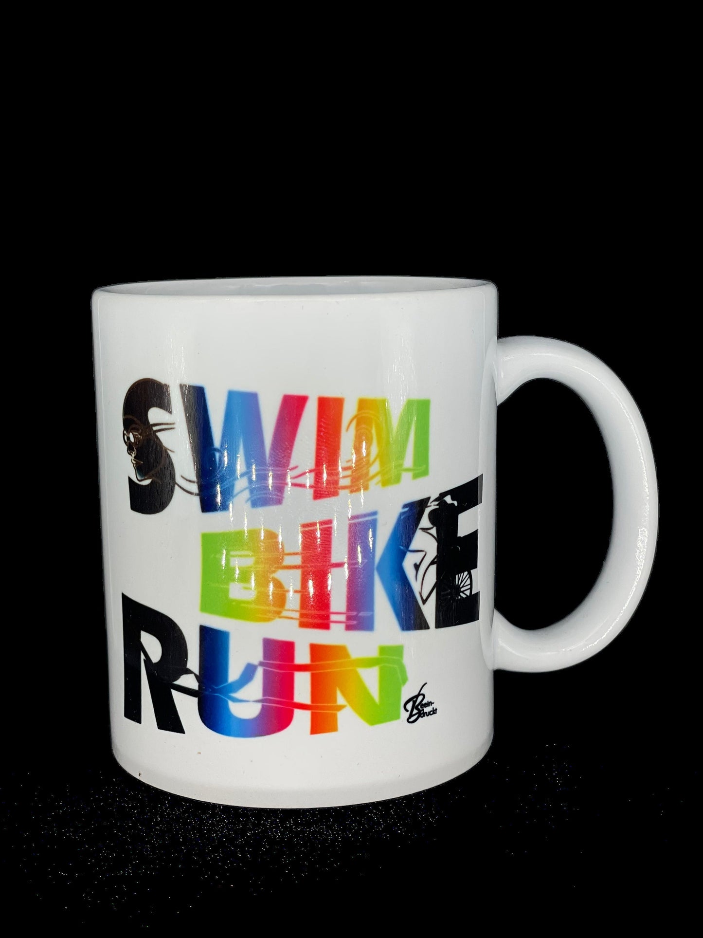 Triathlon Tasse Colours - Swim Bike Run - individualisierbar mit Namen oder Botschaft personalisiert