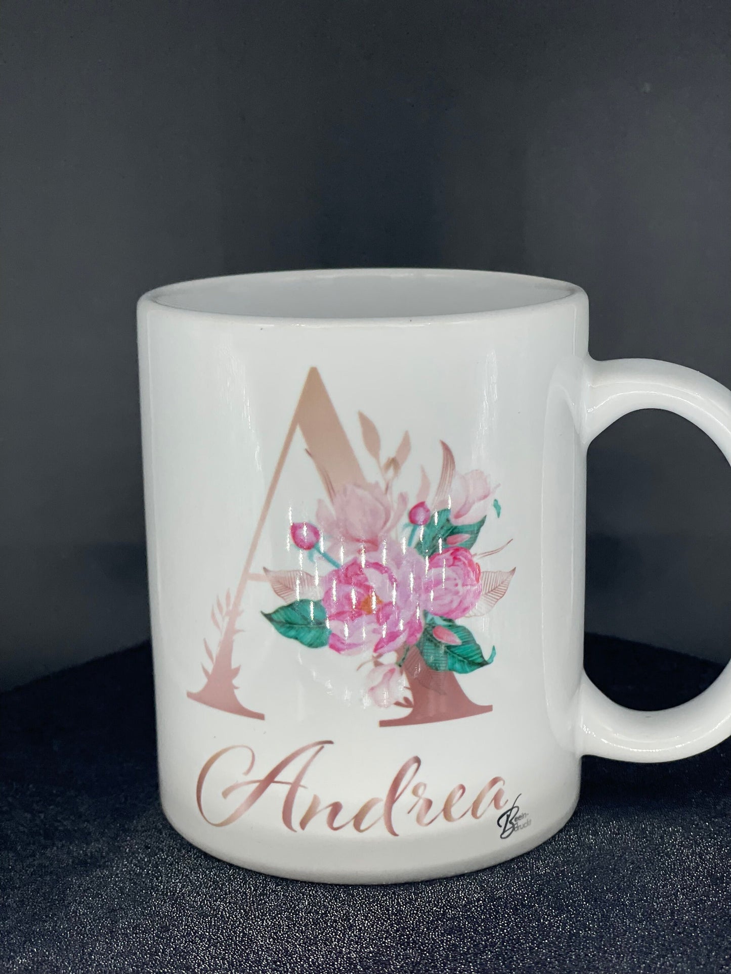 Buchstaben - Namens - Tasse Rosen Roségold Kaffeetasse mit Namen personalisiert Rosen Individualisierbar personalisierbar