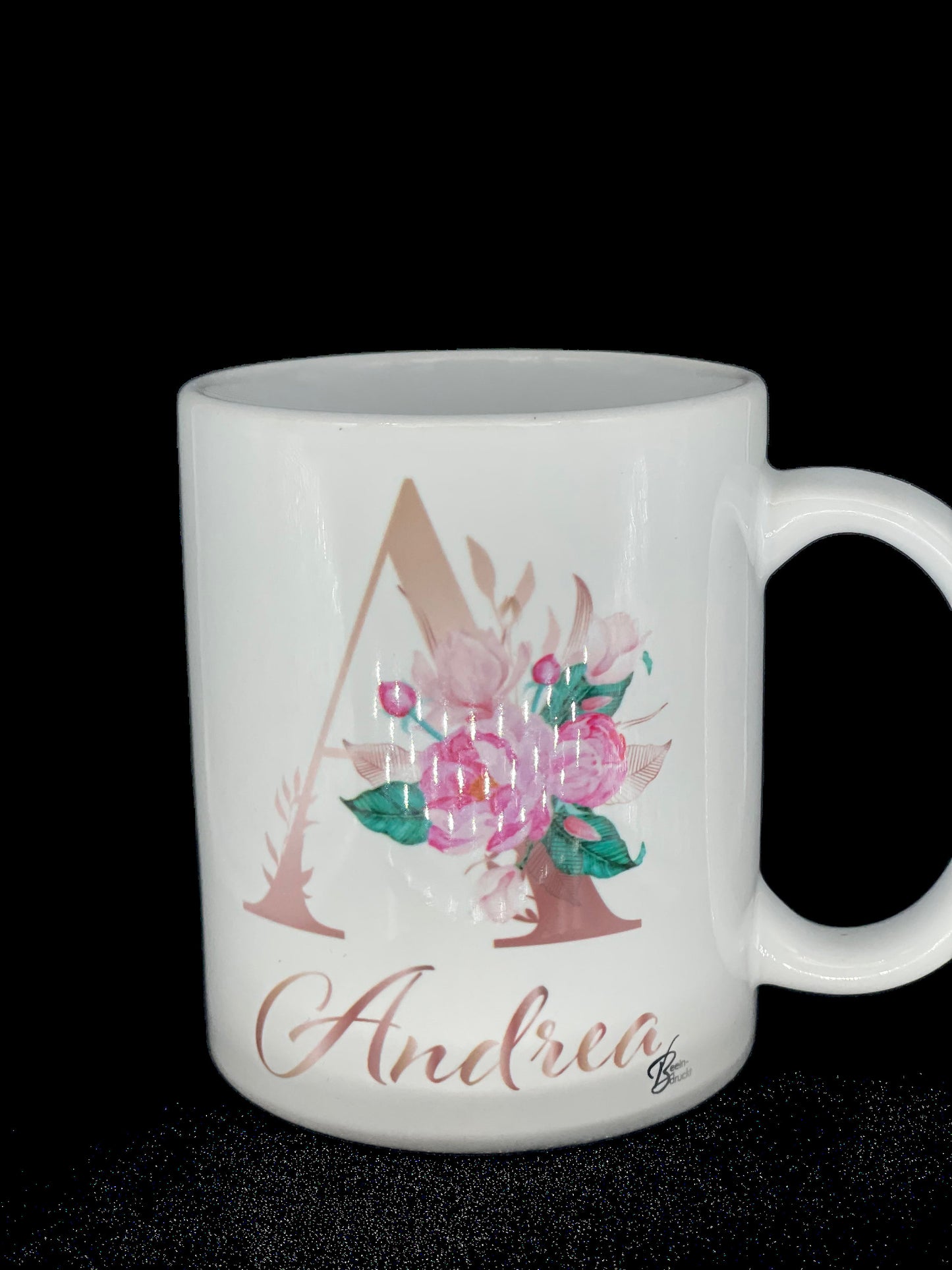 Buchstaben - Namens - Tasse Rosen Roségold Kaffeetasse mit Namen personalisiert Rosen Individualisierbar personalisierbar