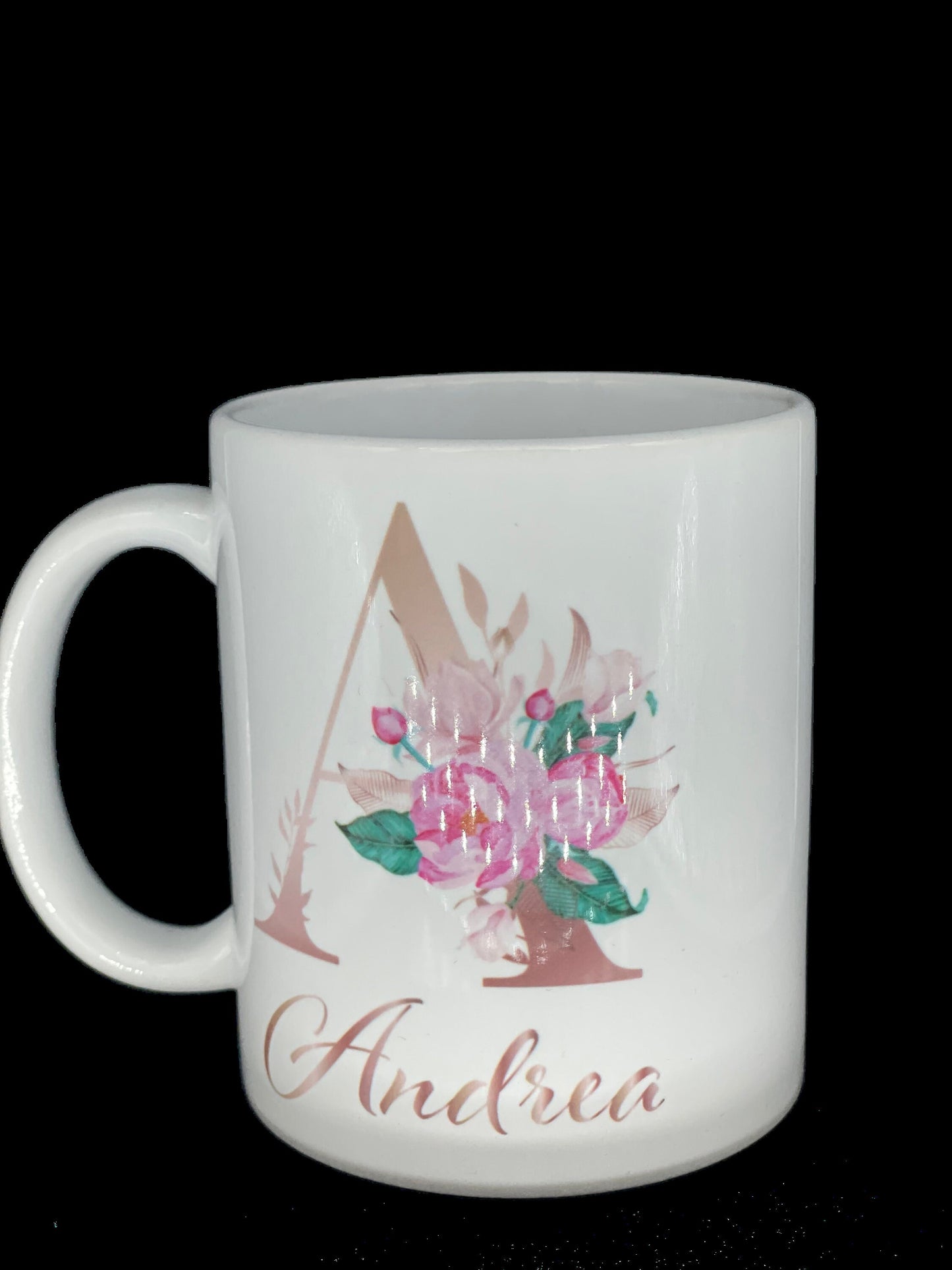 Buchstaben - Namens - Tasse Rosen Roségold Kaffeetasse mit Namen personalisiert Rosen Individualisierbar personalisierbar