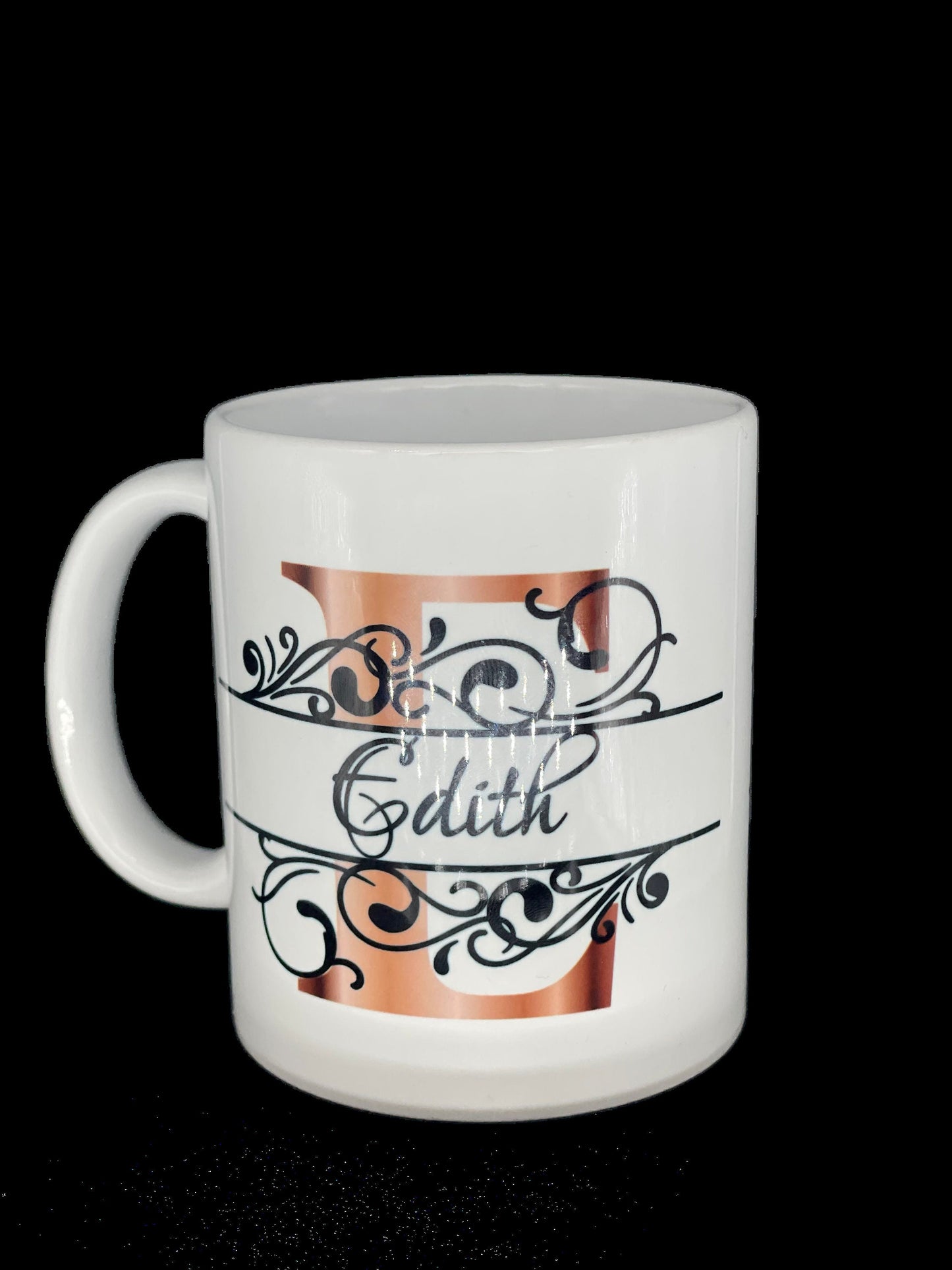 Buchstaben - Namens - Tasse Ornamente Roségold Kaffeetasse mit Namen personalisiert Rosen Individualisierbar personalisierbar