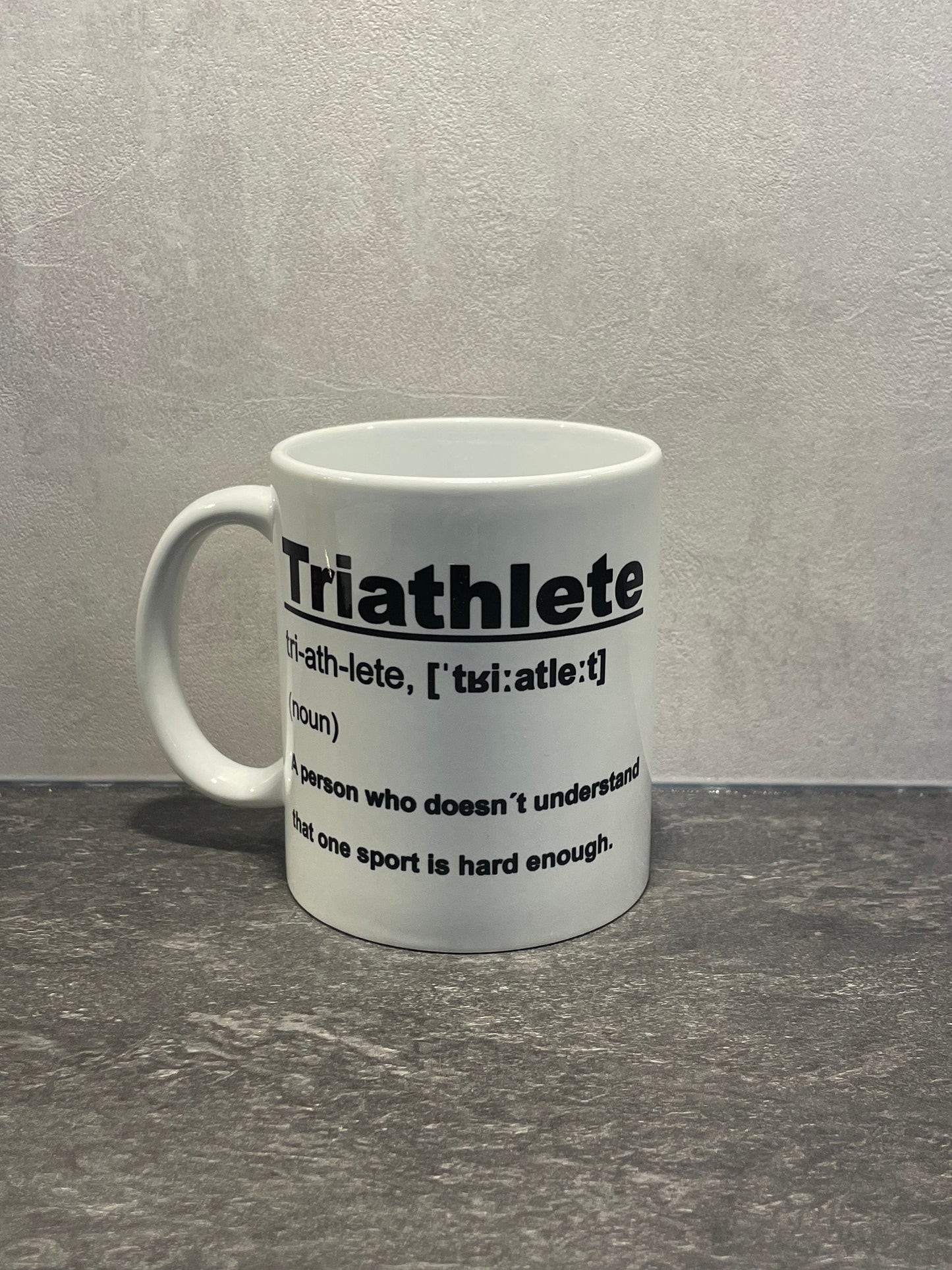 Triathlon Tasse Wortbeschreibung - Swim Bike Run - individualisierbar mit Namen oder Botschaft personalisiert