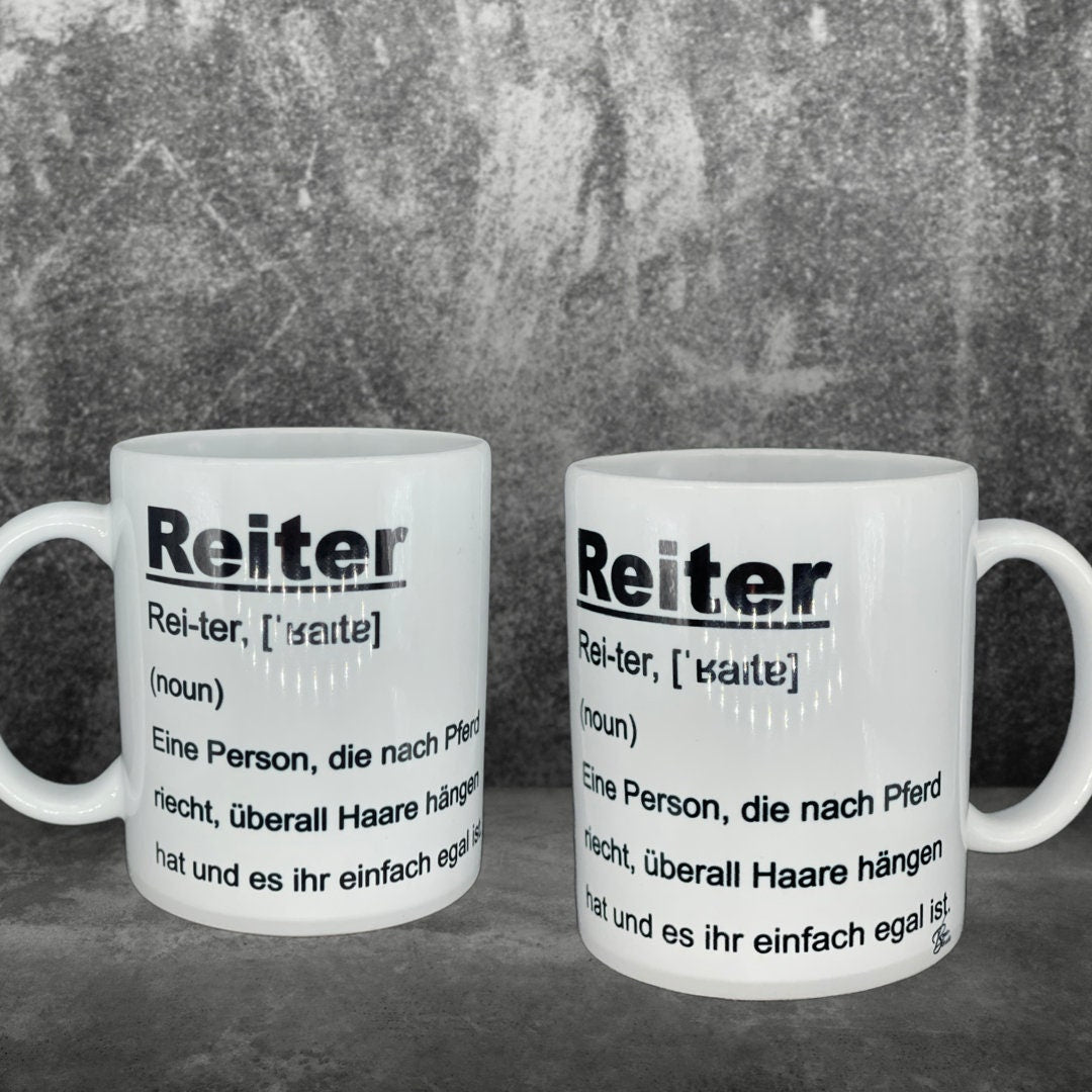 Reiter Tasse Wortbeschreibung - Pferd Reiten Reitsport - individualisierbar mit Namen oder Botschaft personalisiert