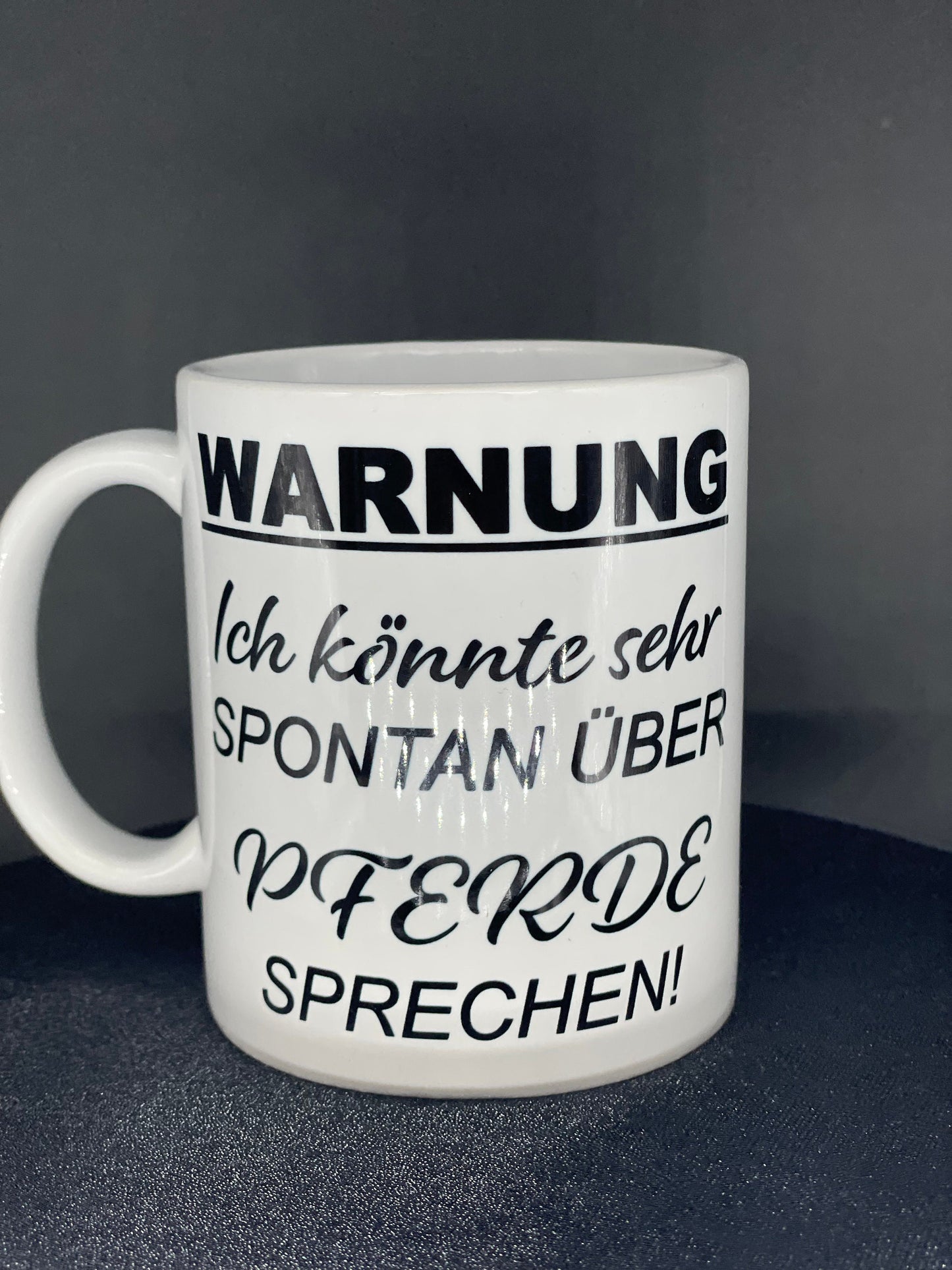 Kaffeetasse Pferd - WARNUNG Ich könnte spontan über Pferde sprechen - Pferd Reiter Herzenspferd personalisiert Keramik Tasse mit Spruch