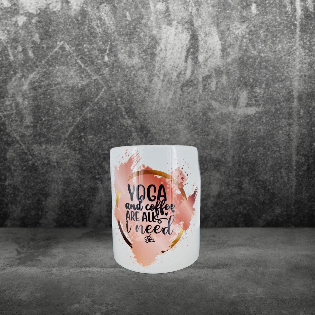 Yoga - Tasse - Yoga and coffee are all I need individualisierbar mit Namen oder Botschaft personalisiert Keramik Tasse mit Spruch