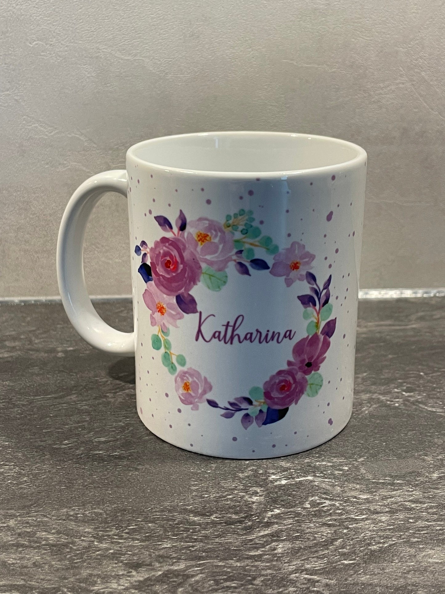 Kaffeetasse Flowers - individualisierbar mit Namen oder Botschaft personalisiert