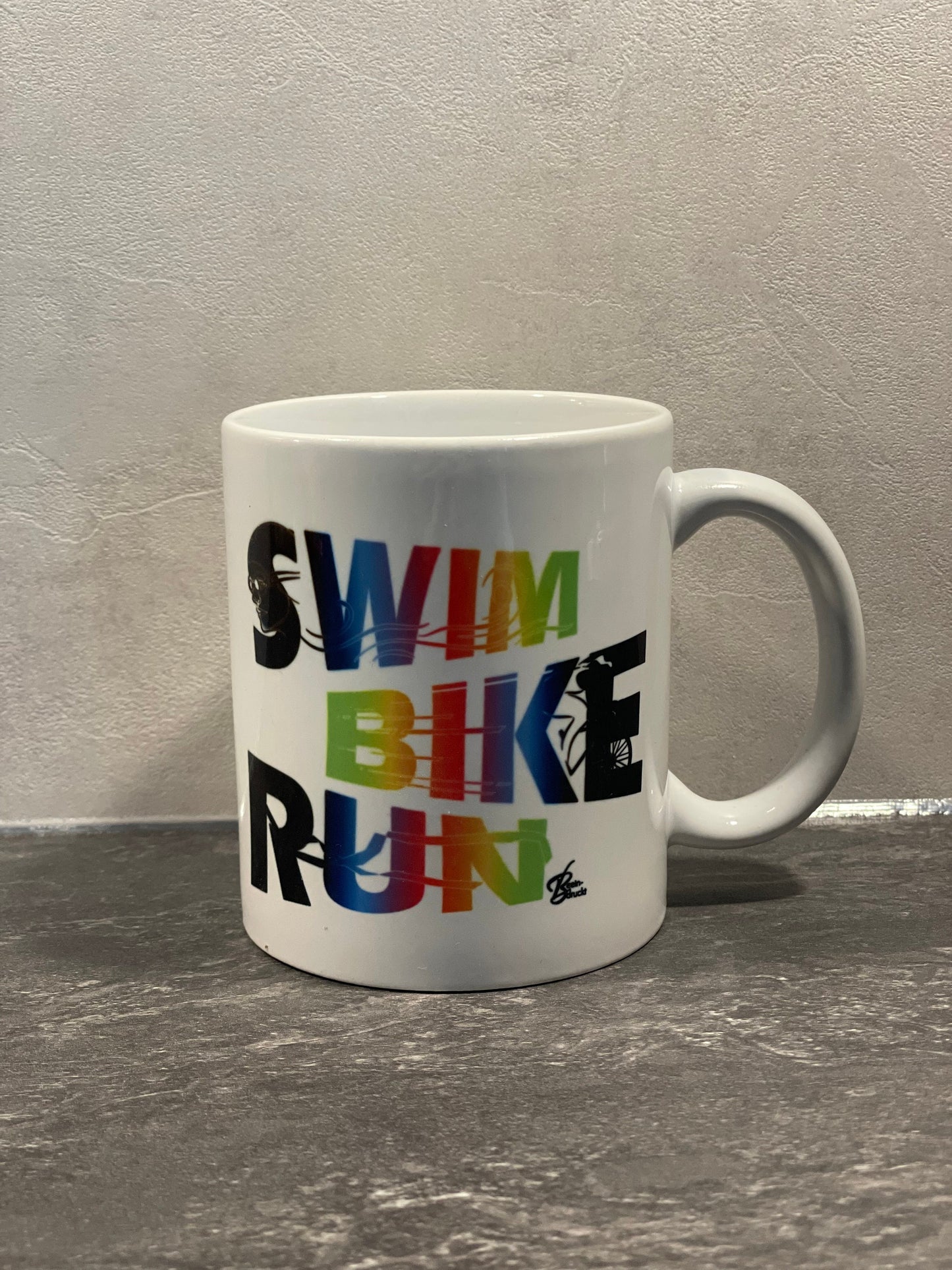 Triathlon Tasse Colours - Swim Bike Run - individualisierbar mit Namen oder Botschaft personalisiert