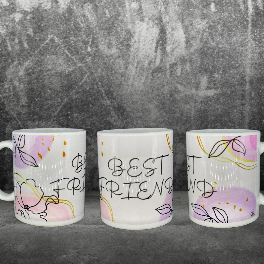 Best Friend - Freunde Kaffeetasse Flowers - individualisierbar mit Namen oder Botschaft personalisiert