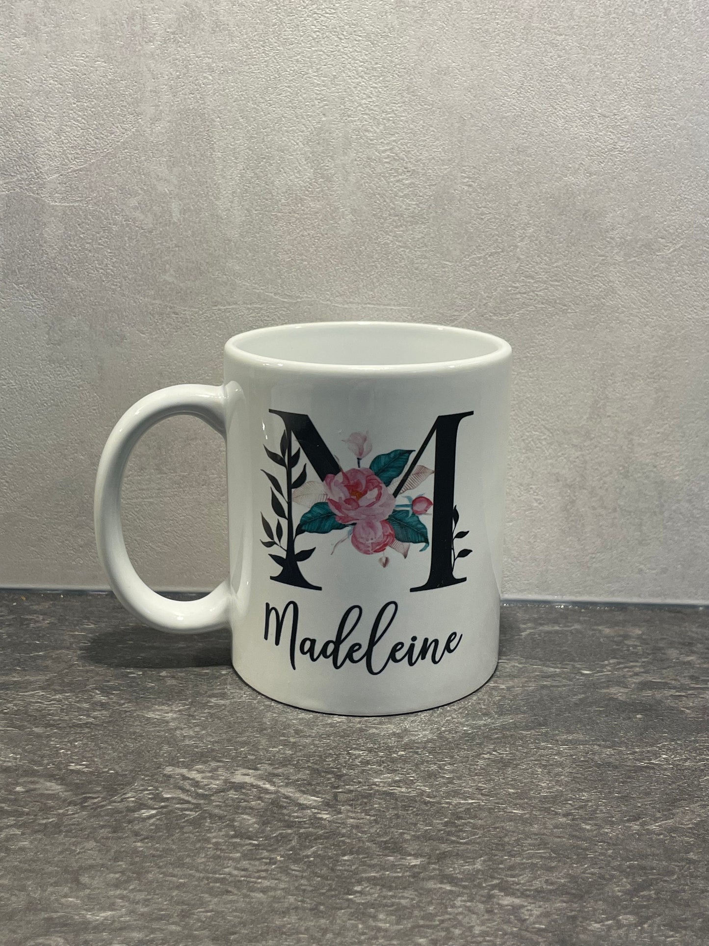 Buchstaben - Namens - Tasse Blumen rosa Kaffeetasse mit Namen personalisiert Rosen Individualisierbar personalisierbar