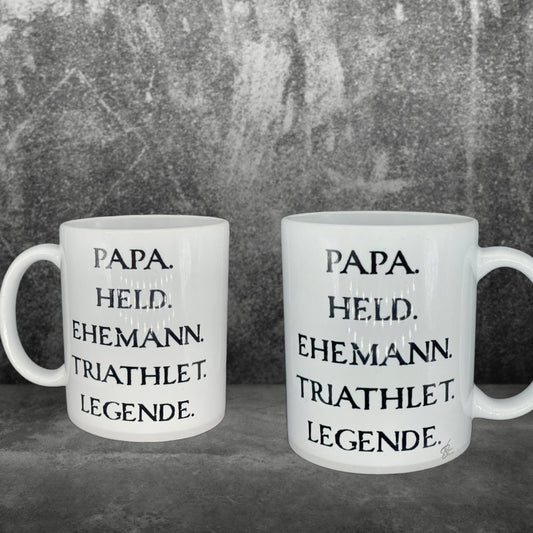 Triathlon Tasse - Papa Held Ehemann Triathlet Legende - Swim Bike Run - individualisierbar mit Namen oder Botschaft personalisiert