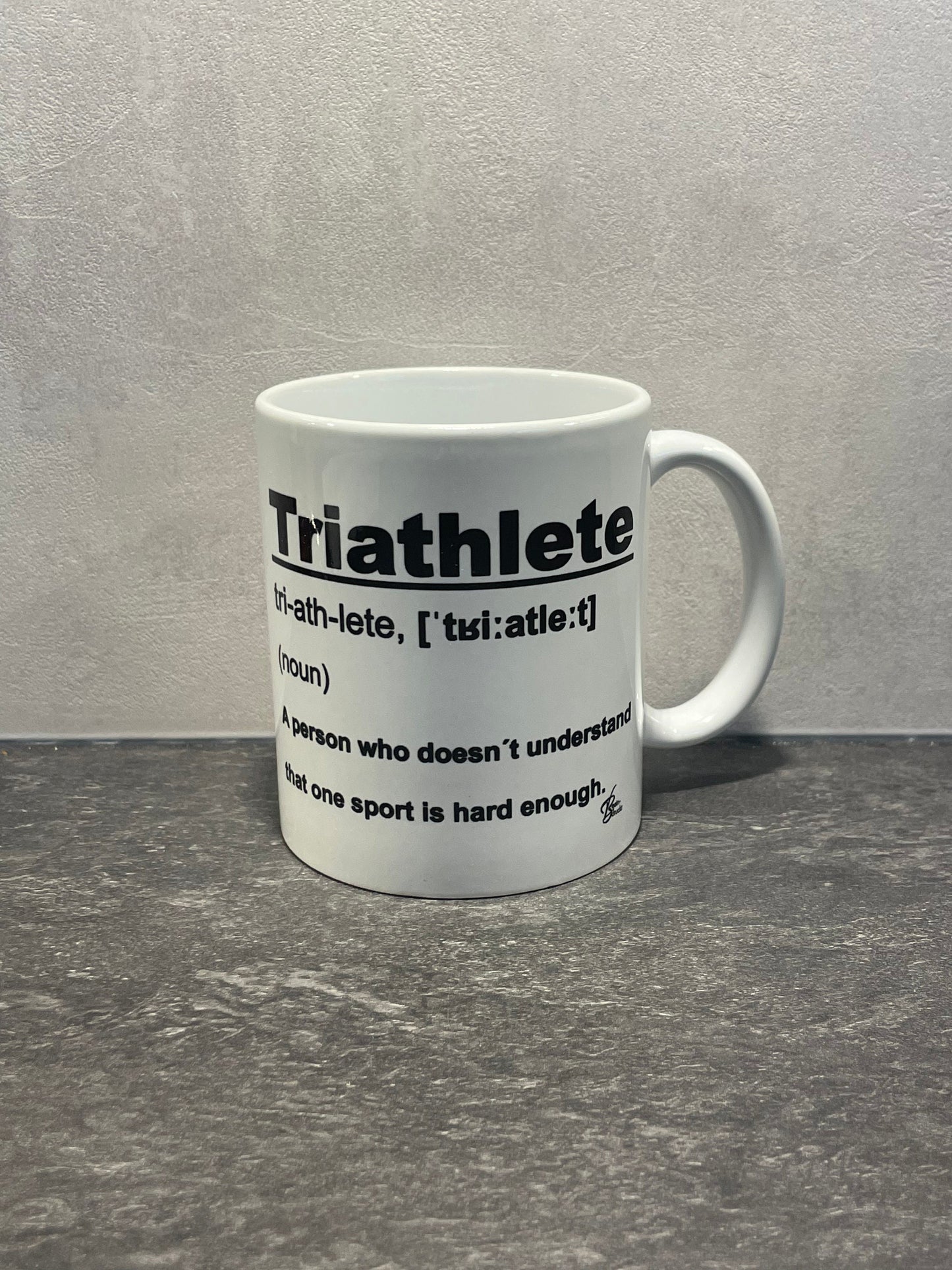 Triathlon Tasse Wortbeschreibung - Swim Bike Run - individualisierbar mit Namen oder Botschaft personalisiert