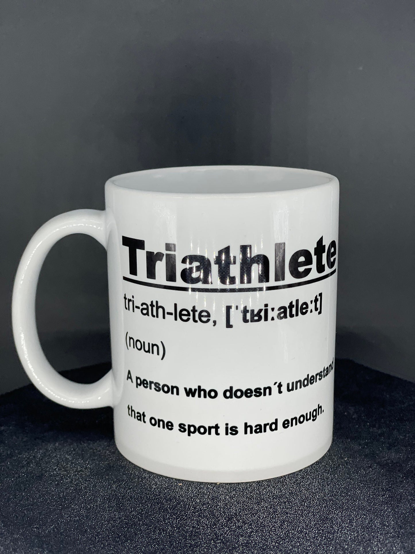 Triathlon Tasse Wortbeschreibung - Swim Bike Run - individualisierbar mit Namen oder Botschaft personalisiert