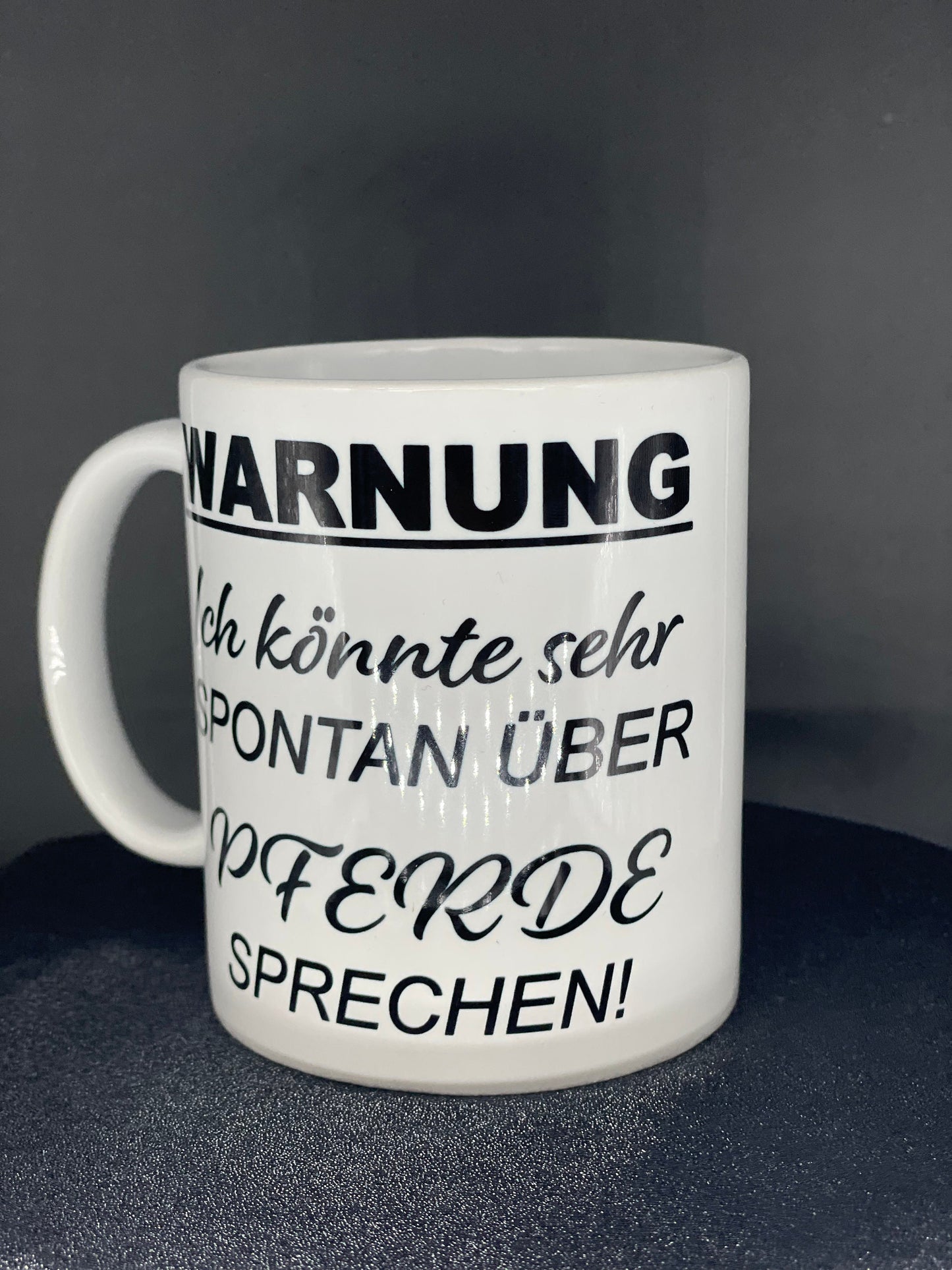 Kaffeetasse Pferd - WARNUNG Ich könnte spontan über Pferde sprechen - Pferd Reiter Herzenspferd personalisiert Keramik Tasse mit Spruch