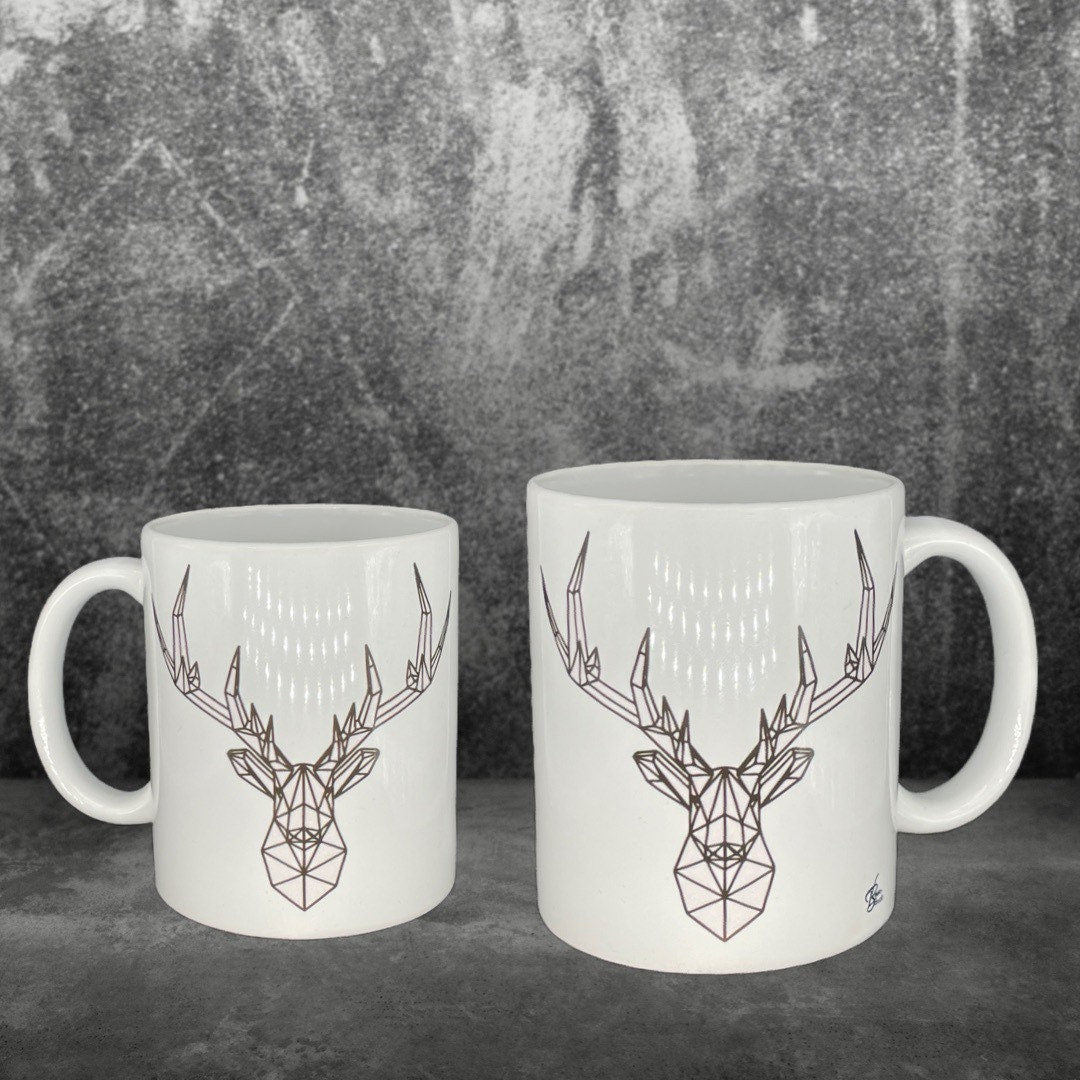 Hirsch Kaffeetasse Jagd Tasse mit Geweih - individuell mit Namen oder Botschaft personalisierbar