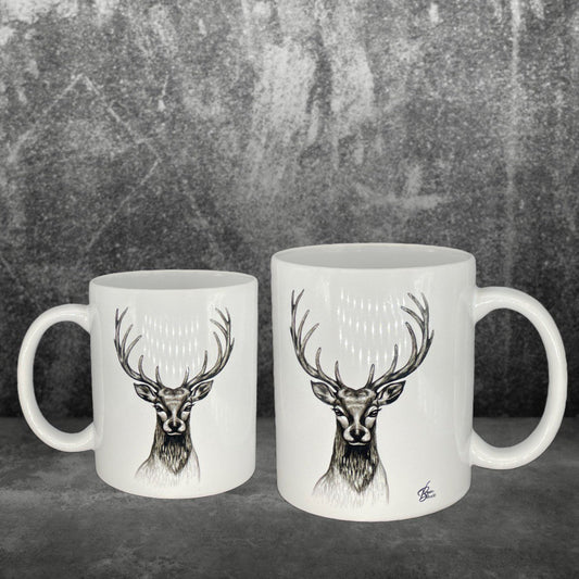 Hirsch Kaffeetasse Jagd Tasse Kopf mit Geweih  - individuell mit Namen oder Botschaft personalisierbar