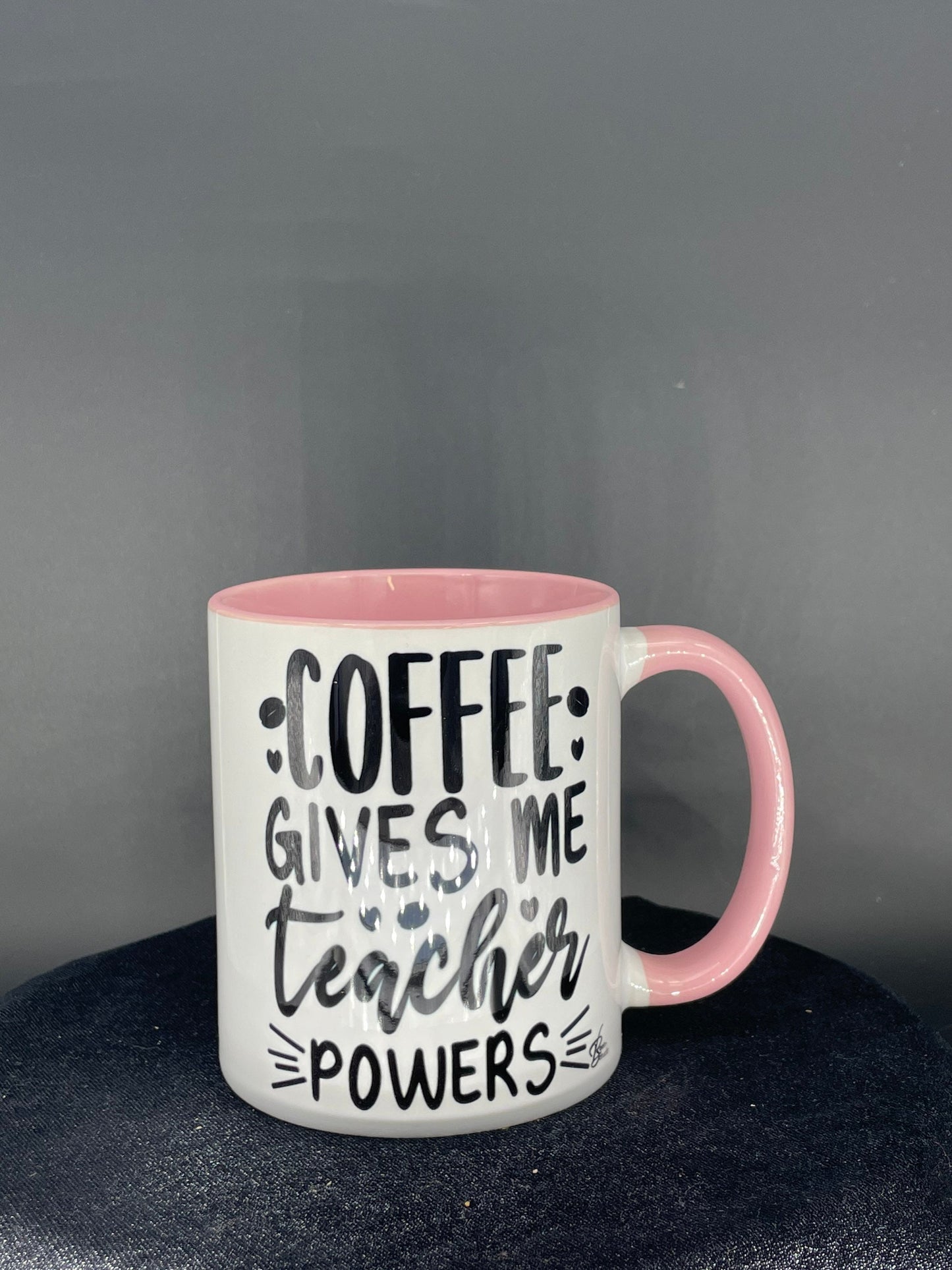 Teacher coffee cup Coffee gives me teacher power - customizable with name or message personalized available in 8 colors