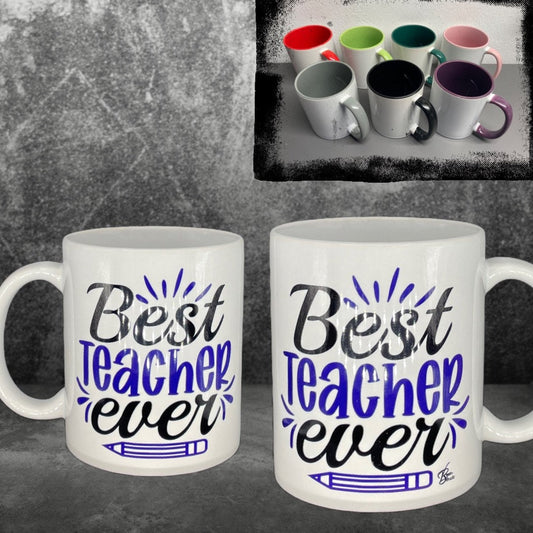 Lehrer Kaffeetasse Best teacher ever - individualisierbar mit Namen oder Botschaft personalisiert in 7 Farben erhältlich