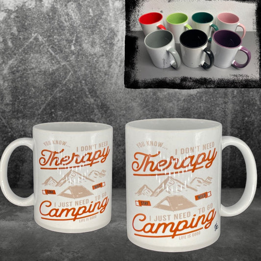 Camping Kaffeetasse I just need Camping Caravan - individualisierbar mit Namen oder Botschaft personalisiert in 7 Farben erhältlich