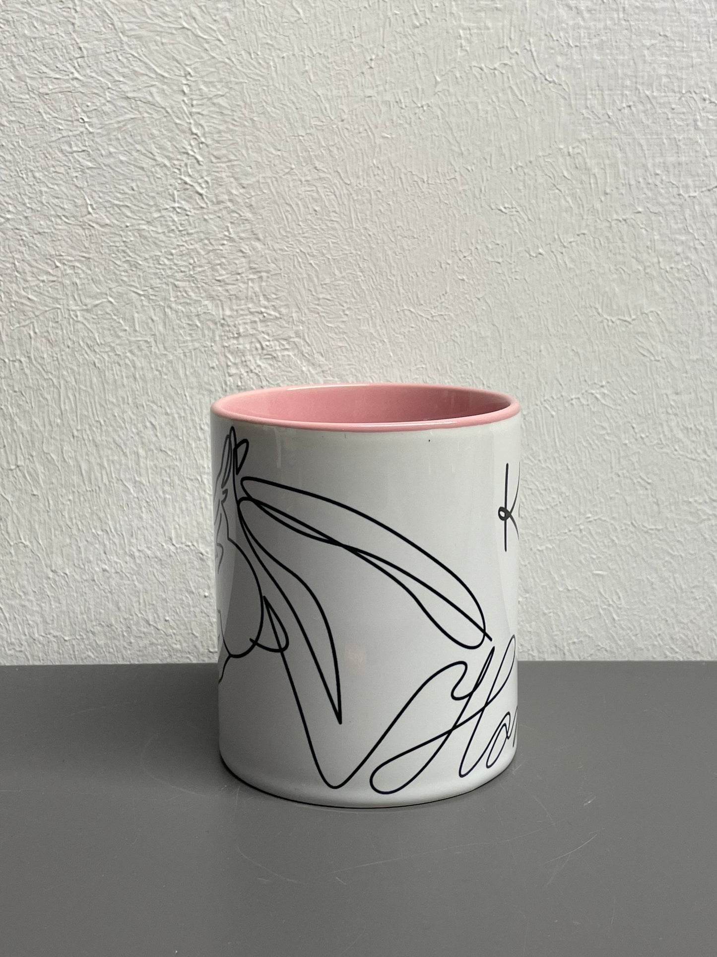 Kaffeetasse Pferd Line Art Horse mit Namen - individuell mit Namen vom Pferd oder Reiter oder Botschaft personalisierbar zweifarbig