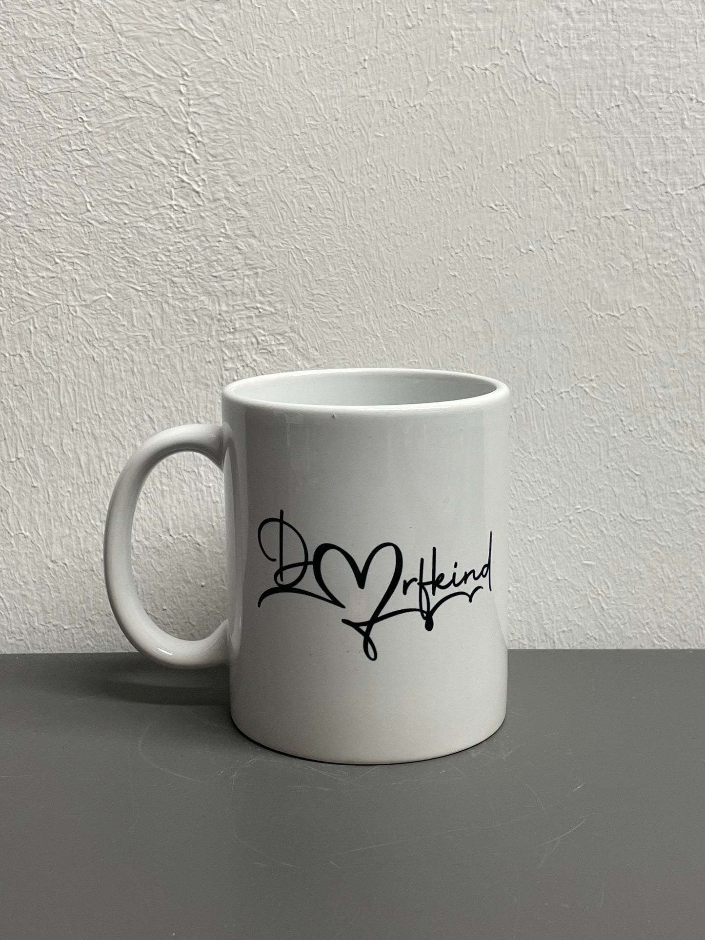 Dorfkind Kaffeetasse mit Herz wud beiden Seiten bedruckt- individuell mit Namen oder Botschaft personalisierbar