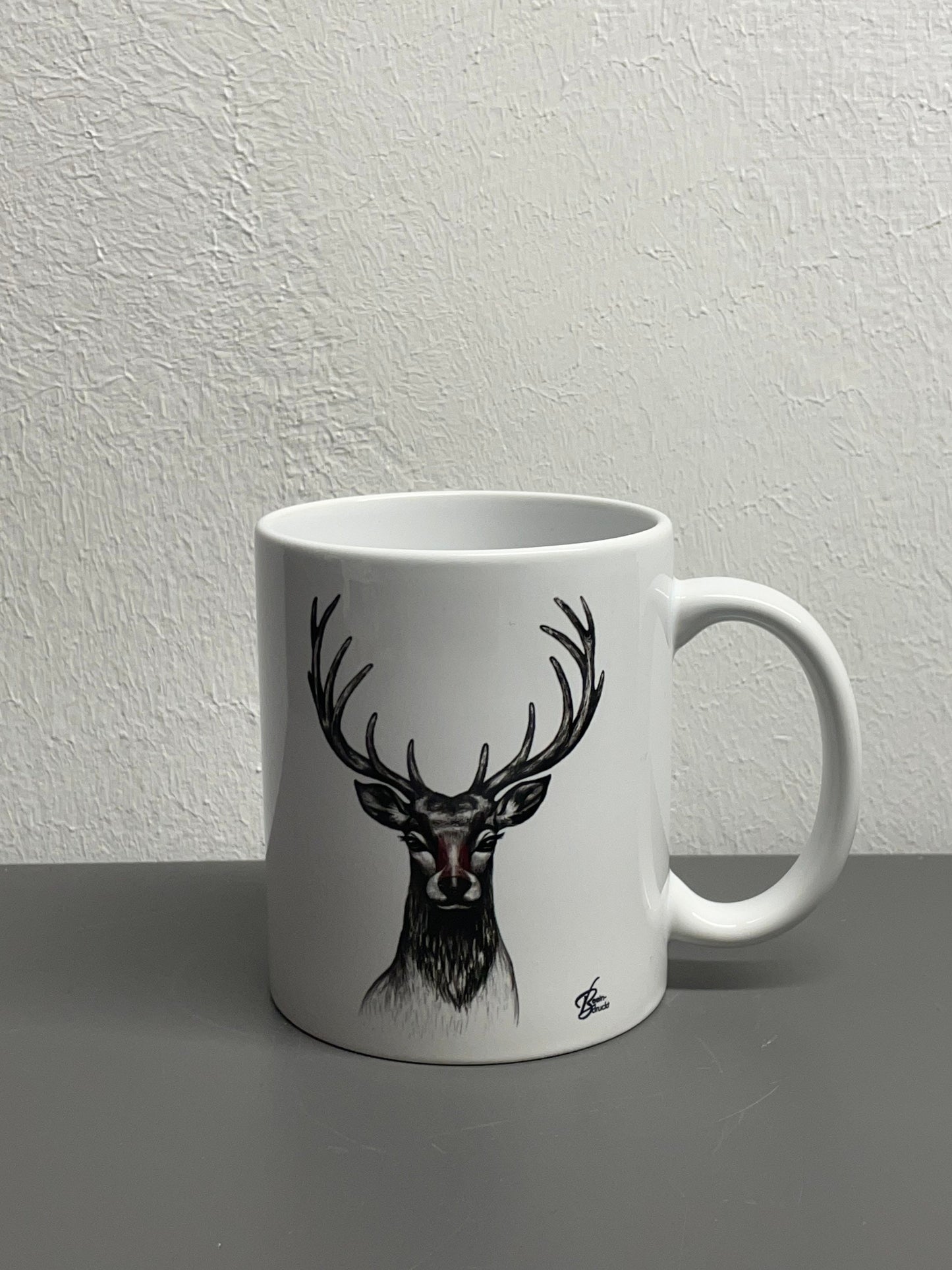 Hirsch Kaffeetasse Jagd Tasse Kopf mit Geweih  - individuell mit Namen oder Botschaft personalisierbar