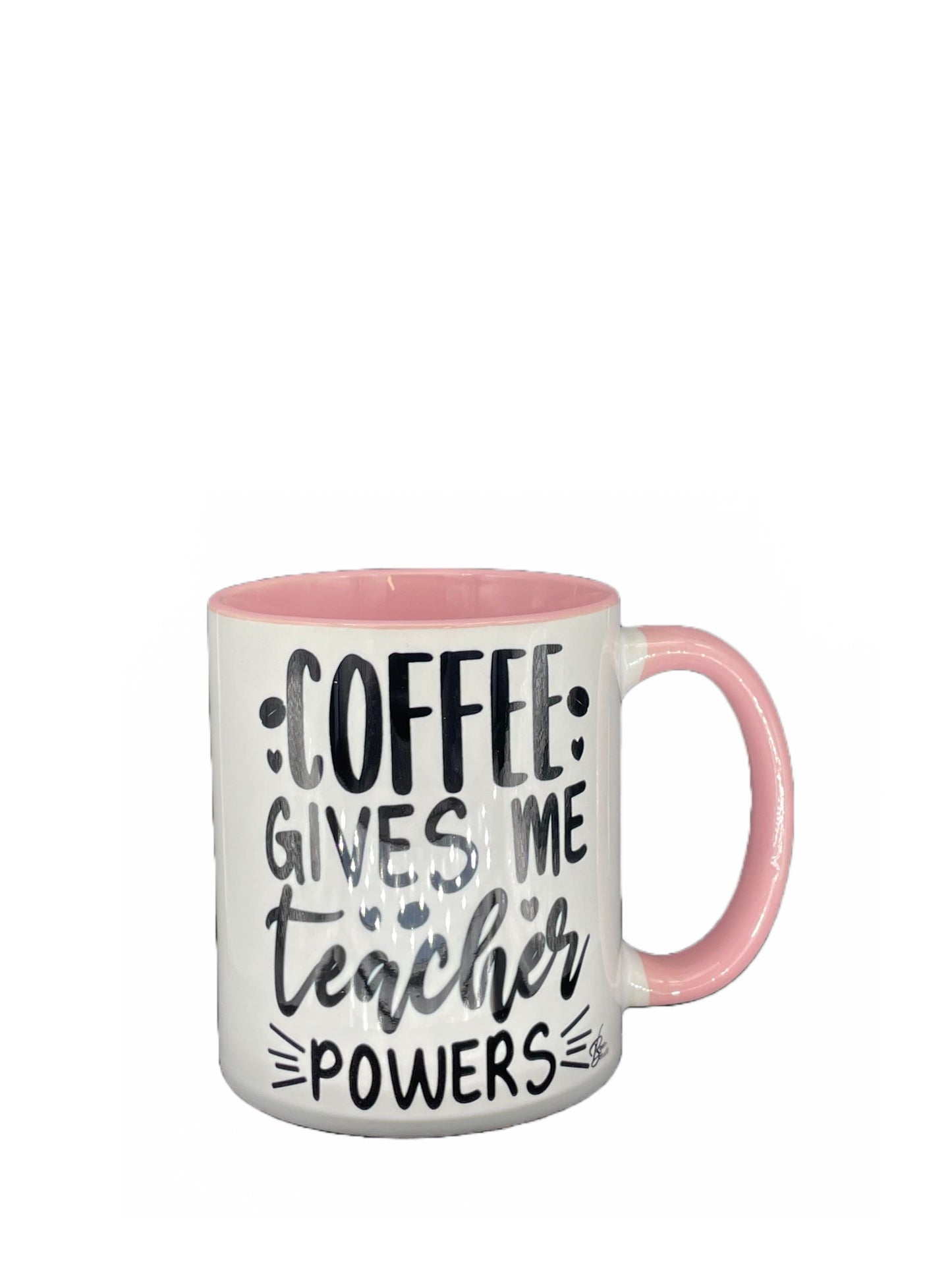 Teacher coffee cup Coffee gives me teacher power - customizable with name or message personalized available in 8 colors