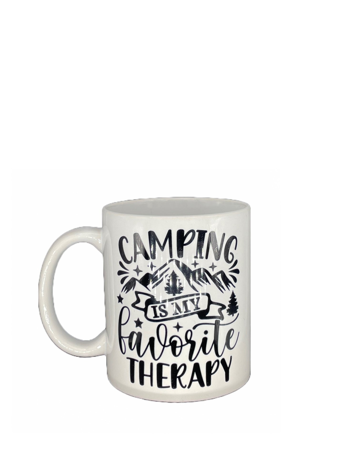Camping Kaffeetasse Camping is my favorite therapy - individualisierbar mit Namen oder Botschaft personalisiert in 7 Farben erhältlich