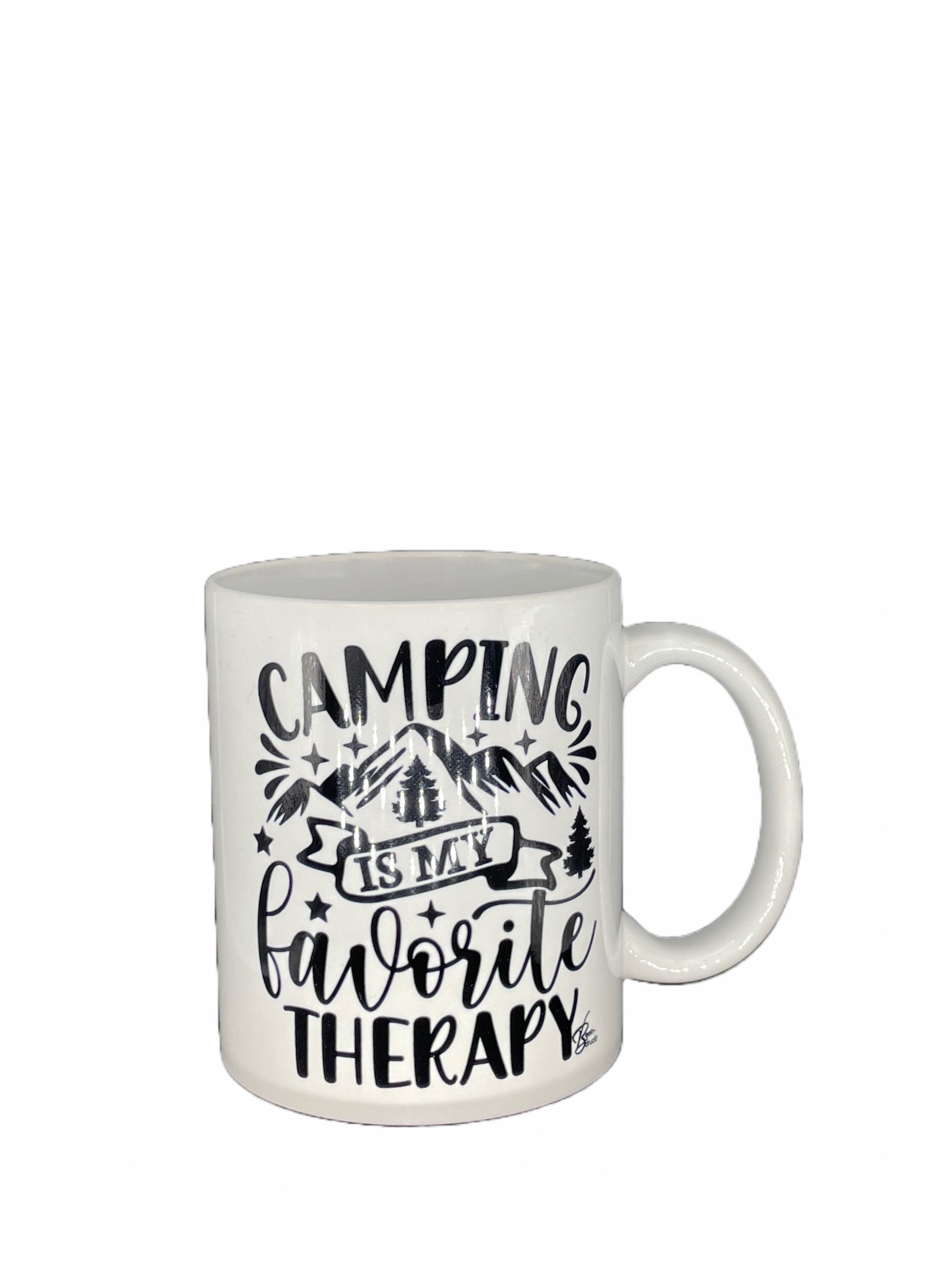 Camping coffee cup Camping is my favorite therapy - customizable with name or message personalized available in 7 colors