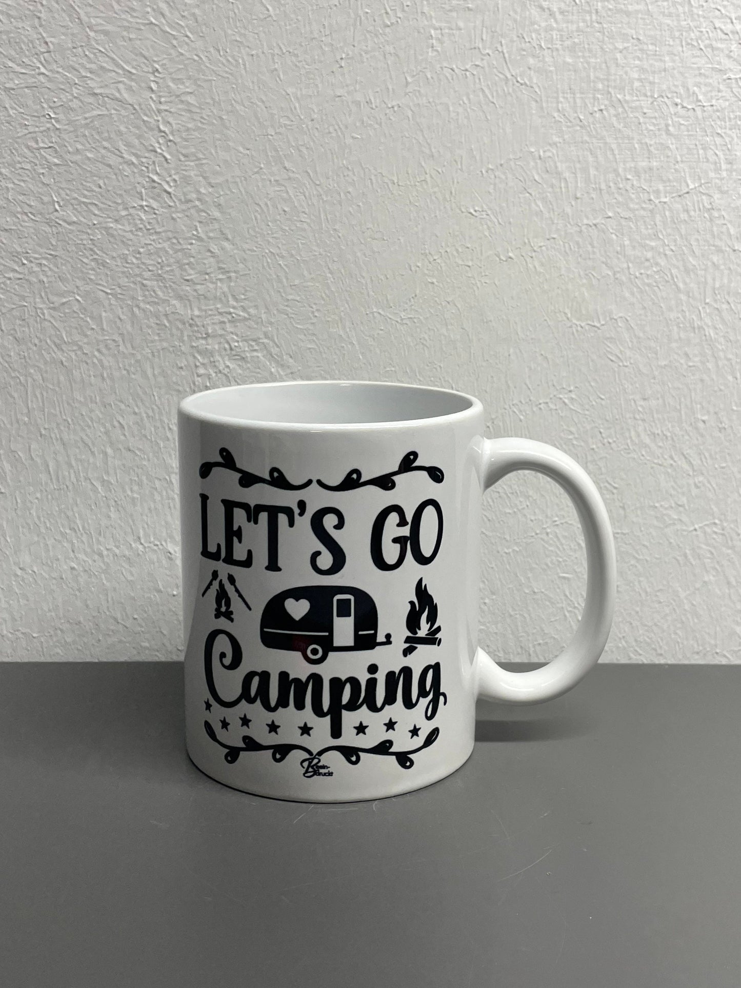 Camping Kaffeetasse Let’s Go Camping - individualisierbar mit Namen oder Botschaft personalisiert in 7 Farben erhältlich