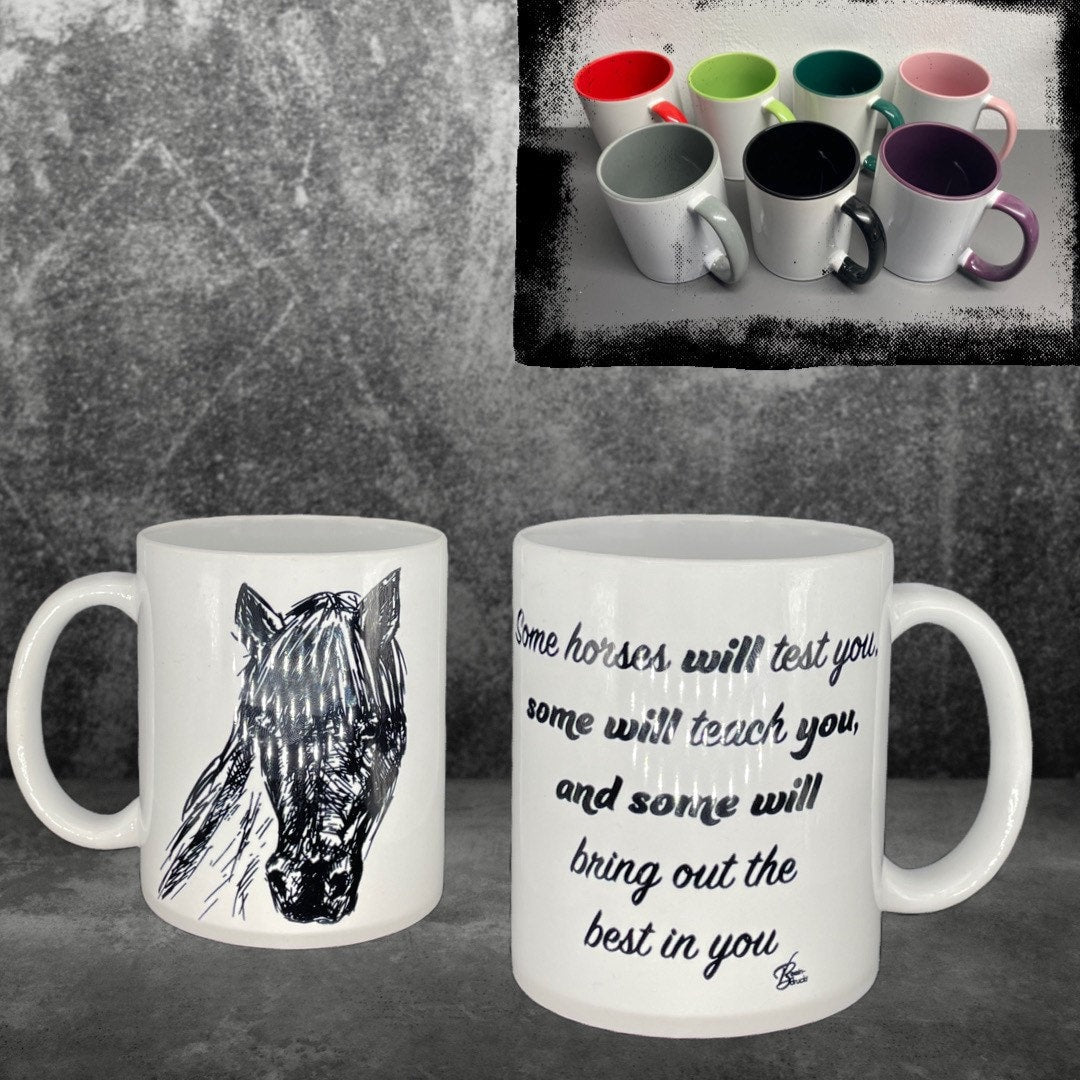 Horse coffee cup Horses bring out the best in you - customizable with name or message personalized available in 7 colors