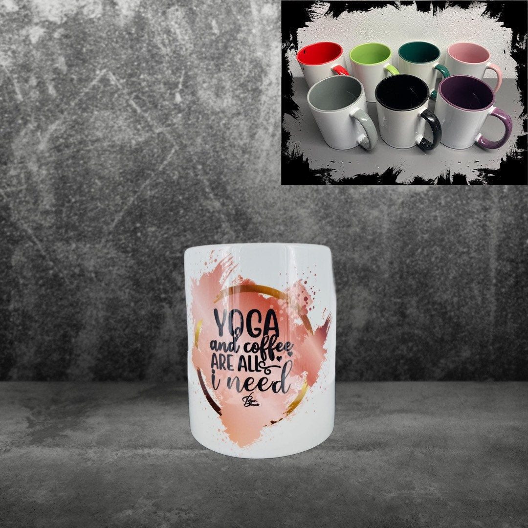 Yoga - Tasse - Yoga and coffee are all I need individualisierbar mit Namen oder Botschaft personalisiert Keramik Tasse mit Spruch